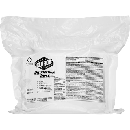 Clorox Disinfecting Wipes, 7" W x 7" L Pack, Fresh, White, 2 PK CLO31428CT